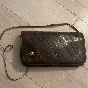 Oleg Cassini eel skinned chanelstyle purse vintage 1970’s rare exc condition
